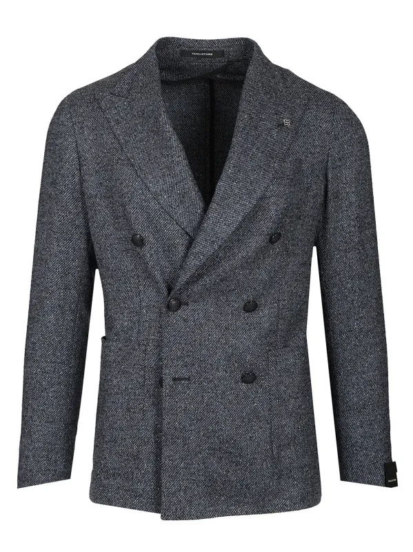 Double-Breasted Wool And Silk Blazer Jackets Blue sold by Wanan Luxury