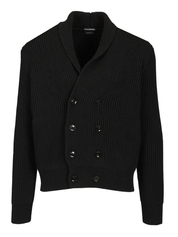 Double-Breasted Cardigan Knitwear Black made by Tom Ford