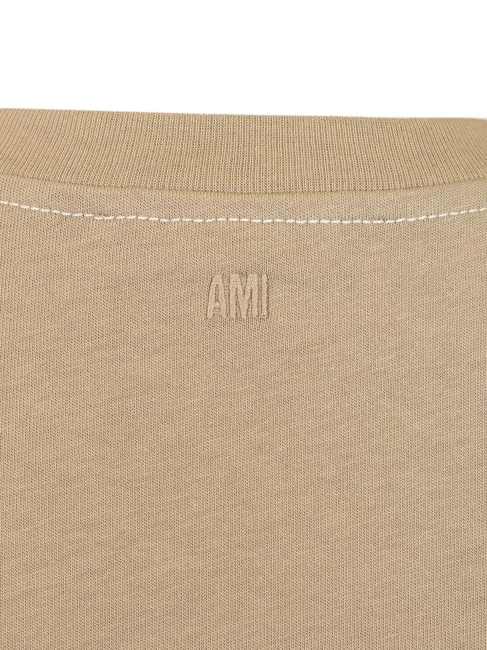 Short Sleeves Boxy Fit Teeshirt With Topstitched Ami De Coeur T-Shirt Beige sold by Wanan Luxury product image thumbnail 5
