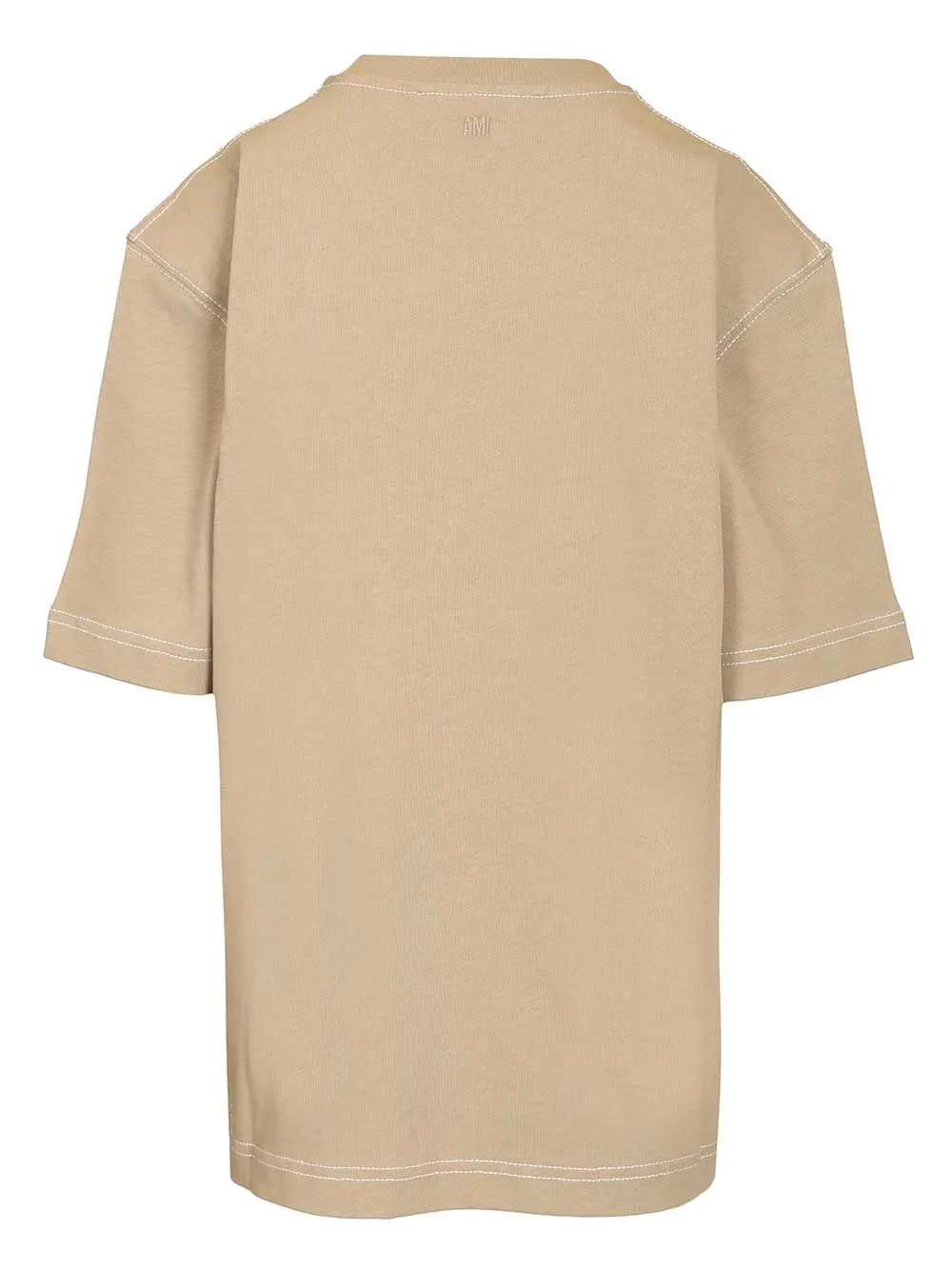 Short Sleeves Boxy Fit Teeshirt With Topstitched Ami De Coeur T-Shirt Beige sold by Wanan Luxury product image thumbnail 2