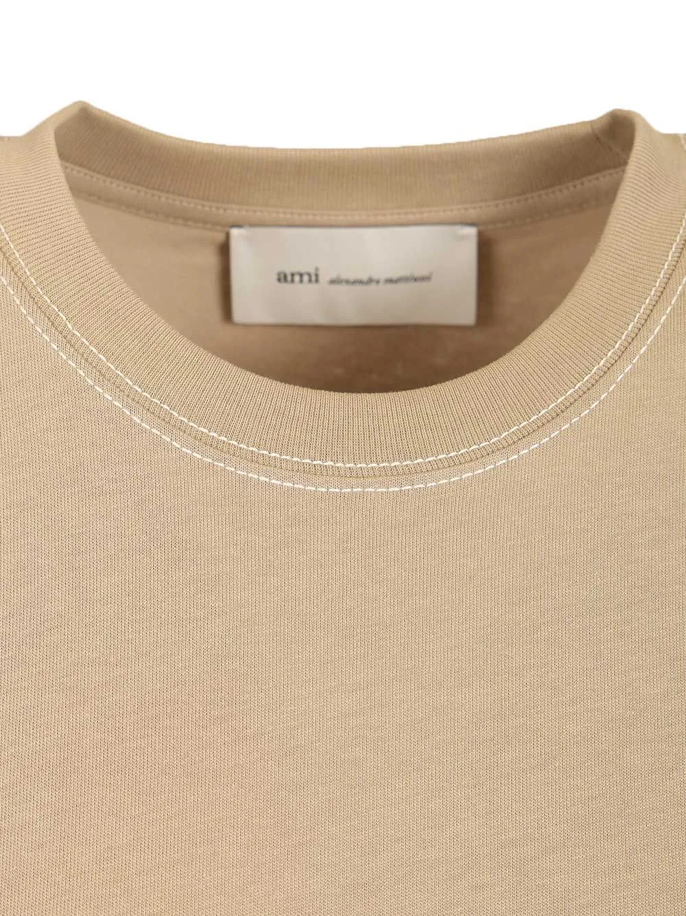 Short Sleeves Boxy Fit Teeshirt With Topstitched Ami De Coeur T-Shirt Beige sold by Wanan Luxury product image thumbnail 4