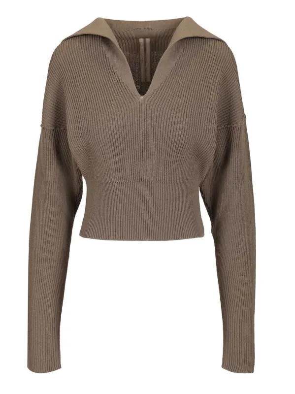 Cropped Sweater Knitwear Beige made by Rick Owens