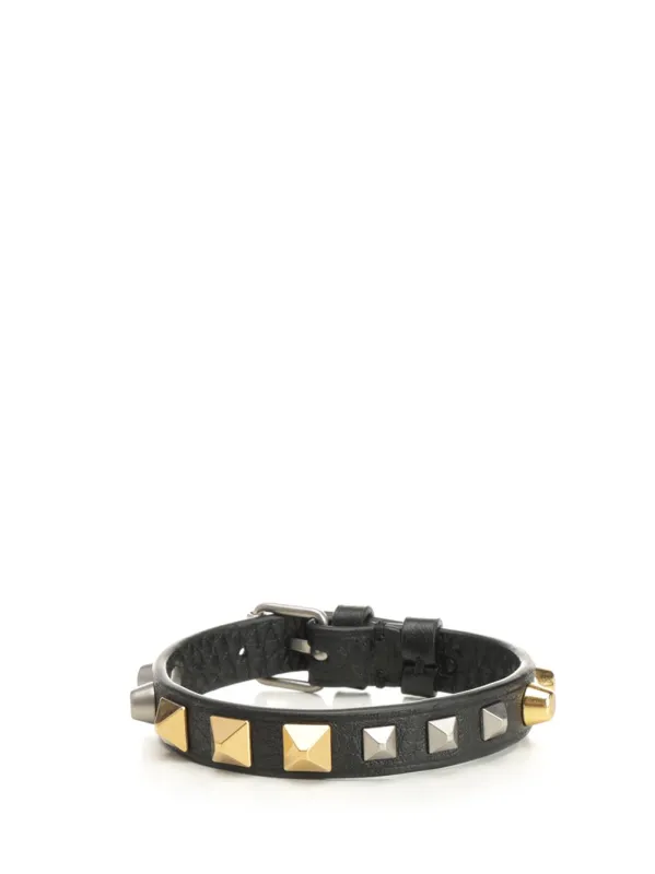 Rockstud Leather Bracelet Jewelry Black made by Valentino Garavani