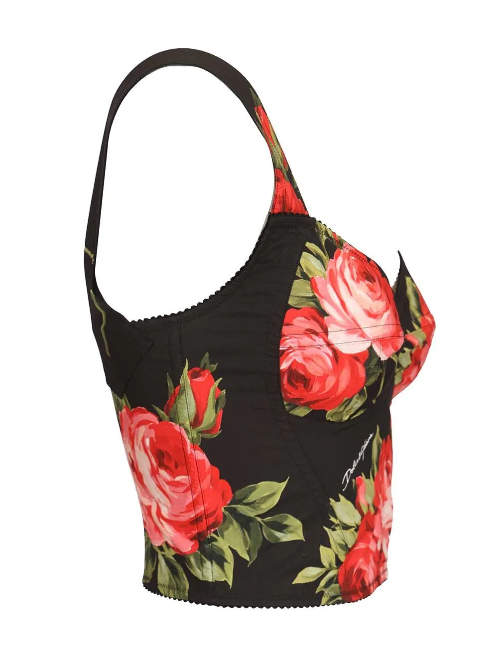 Rose Bouquet Print Bustier Top Tops Black sold by Wanan Luxury product image thumbnail 3