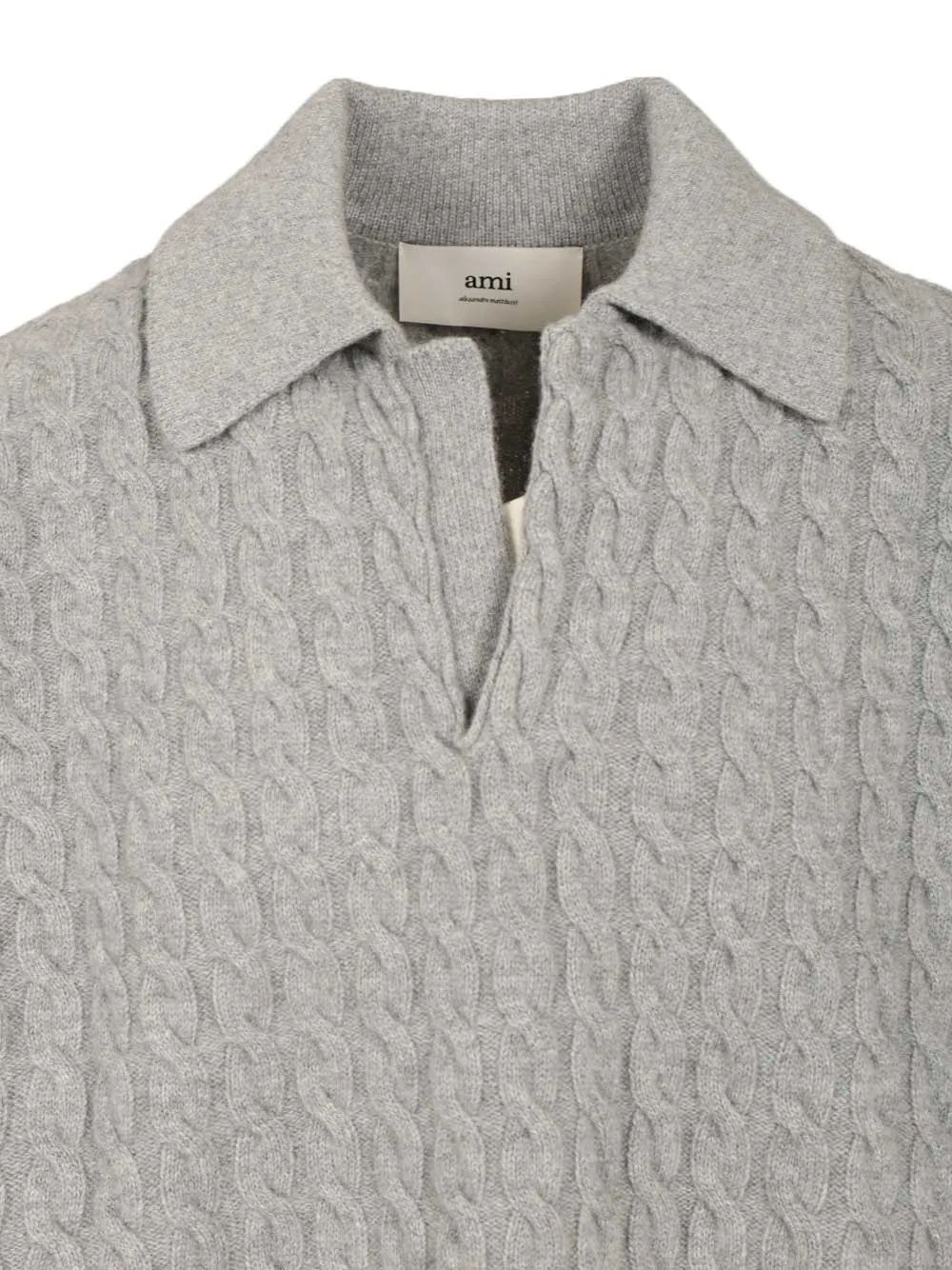 Cable-Knit Polo Shirt Knitwear Grey sold by Wanan Luxury product image thumbnail 4