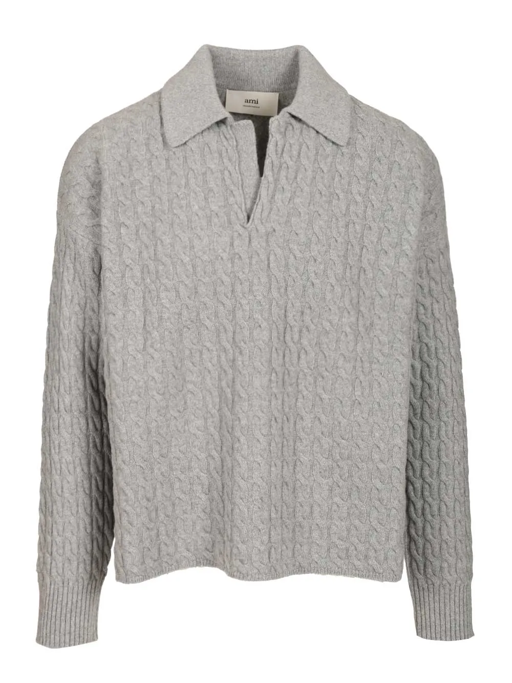 Cable-Knit Polo Shirt Knitwear Grey sold by Wanan Luxury