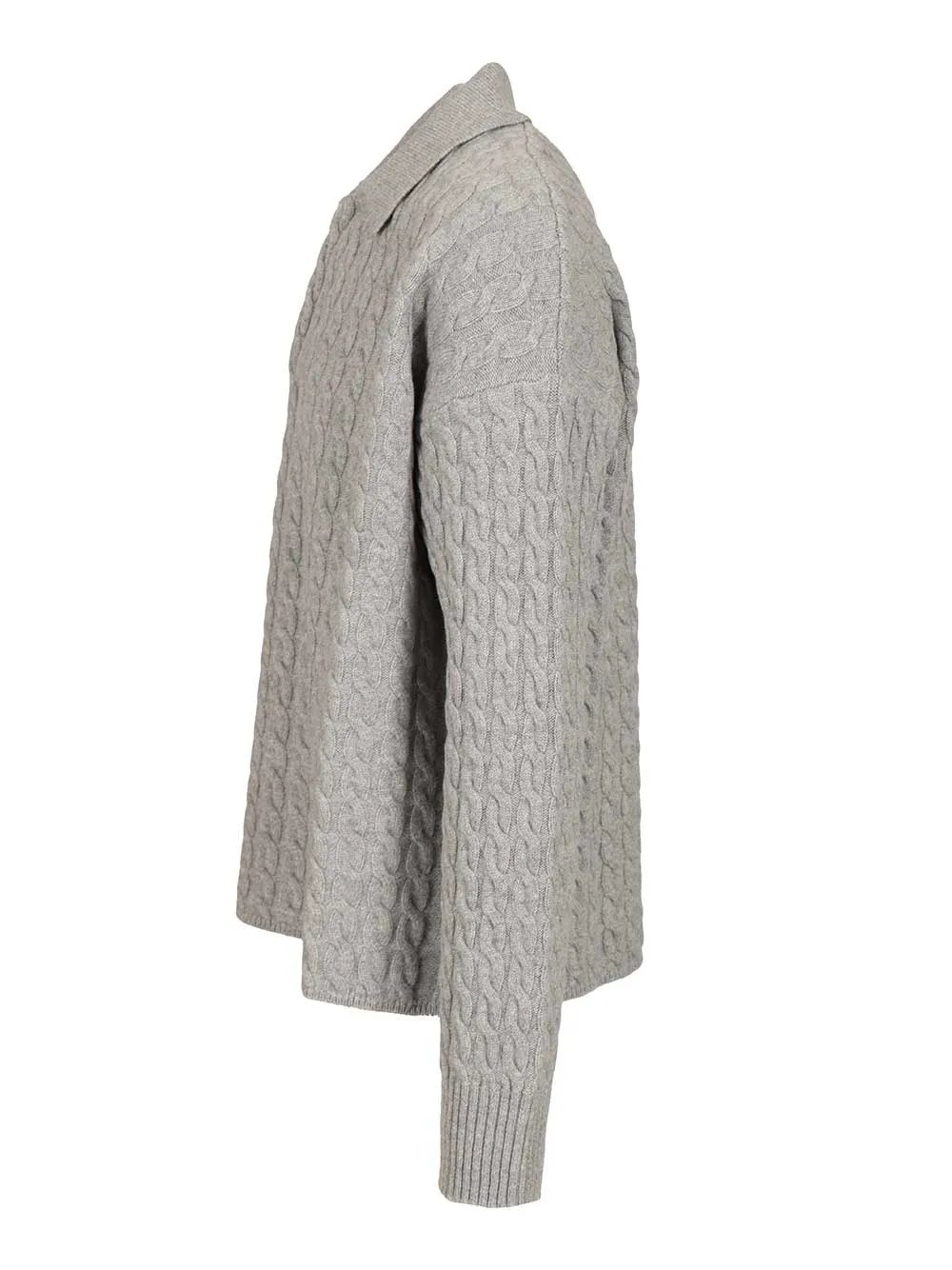 Cable-Knit Polo Shirt Knitwear Grey sold by Wanan Luxury product image thumbnail 3
