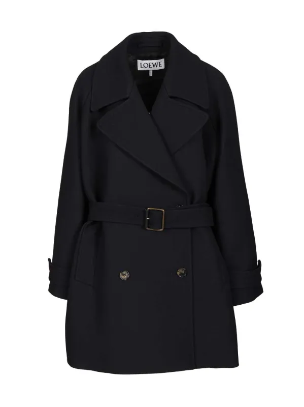 Double-Breasted Coat Coats Blue made by Loewe