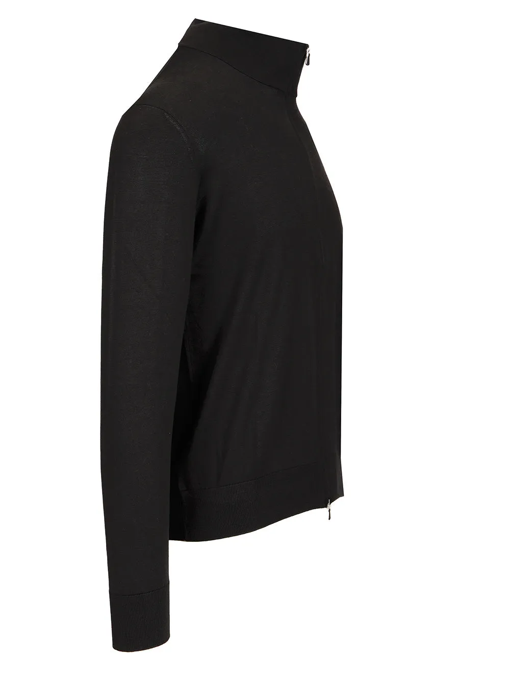 Cotton And Silk High Neck Zip Sweater Knitwear Black sold by Wanan Luxury product image thumbnail 3