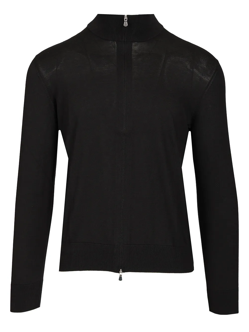 Cotton And Silk High Neck Zip Sweater Knitwear Black sold by Wanan Luxury