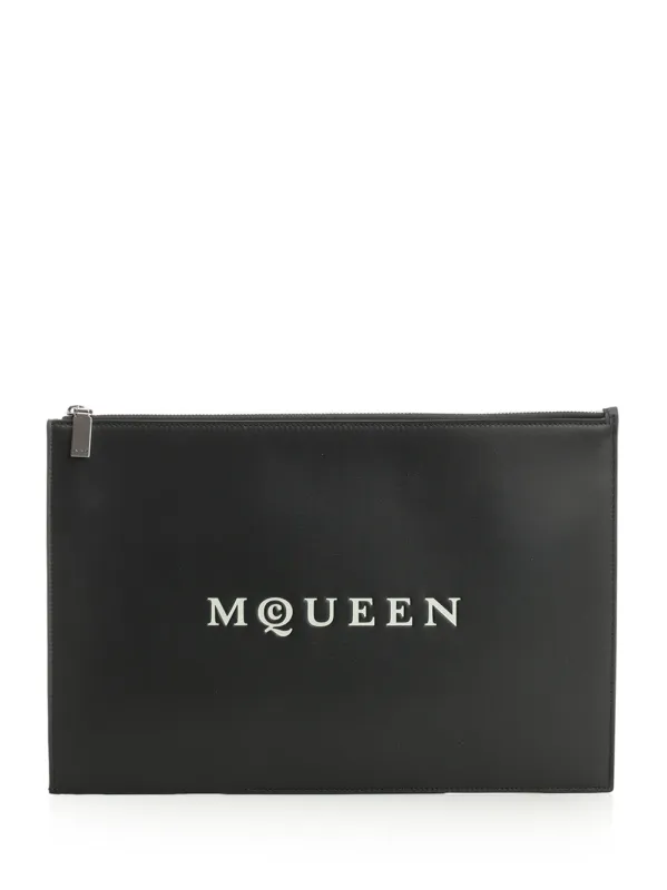 Mcqueen Black Leather Clutch Small Leather Goods Black sold by Wanan Luxury