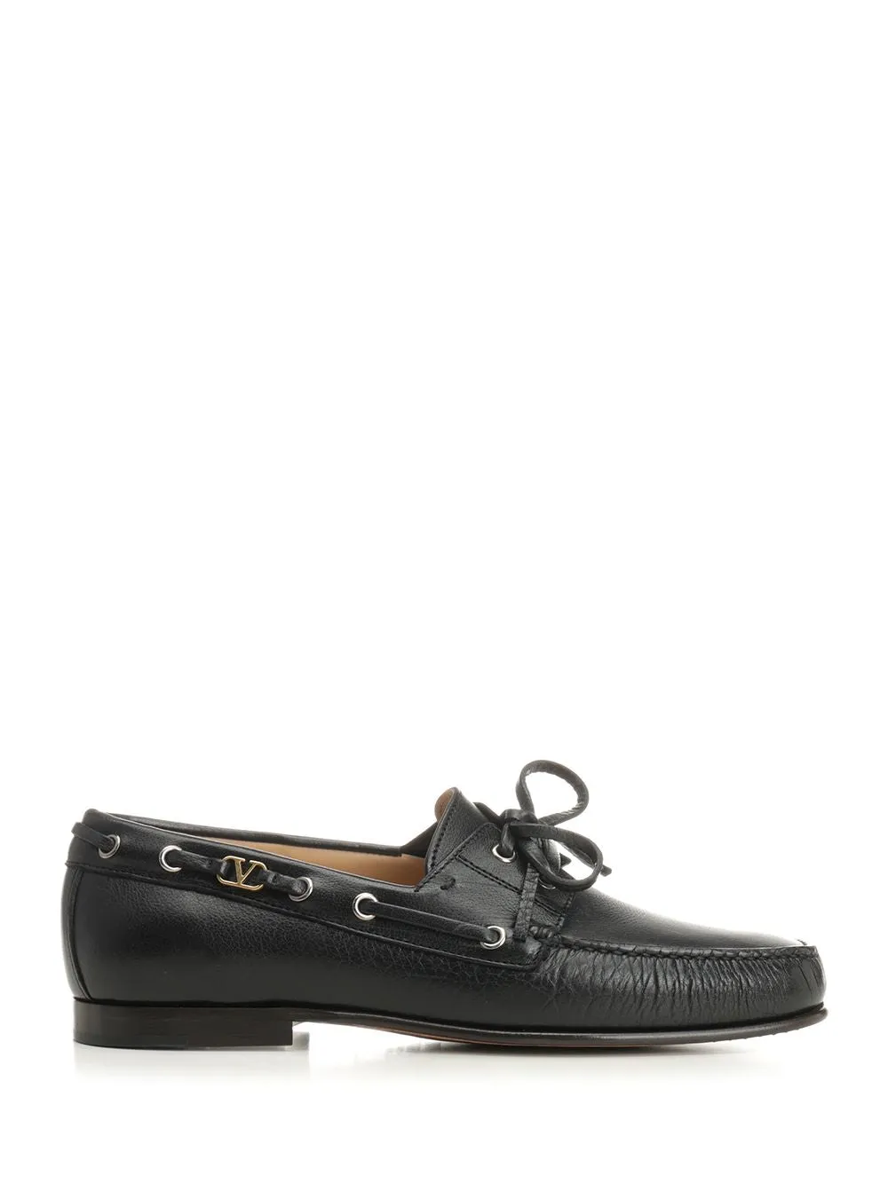 Leather Loafers With Logo Scarpe Basse Black sold by Wanan Luxury