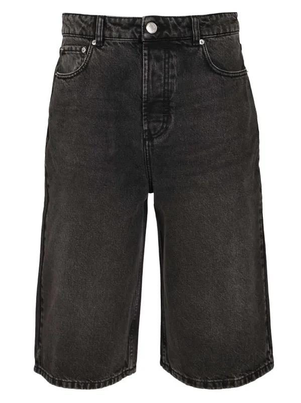 Large Fit Bermuda Shorts Used Denim Trousers Black sold by Wanan Luxury