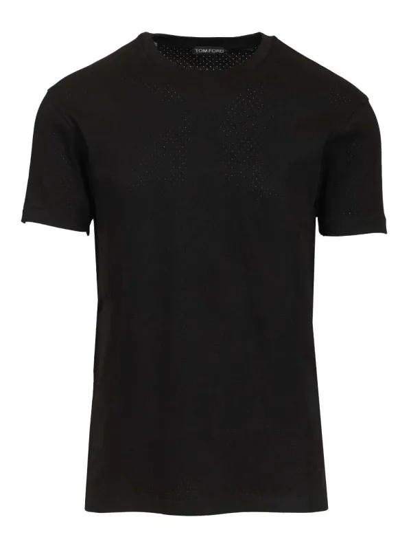 Perforated Ribbed T-Shirt Black sold by Wanan Luxury