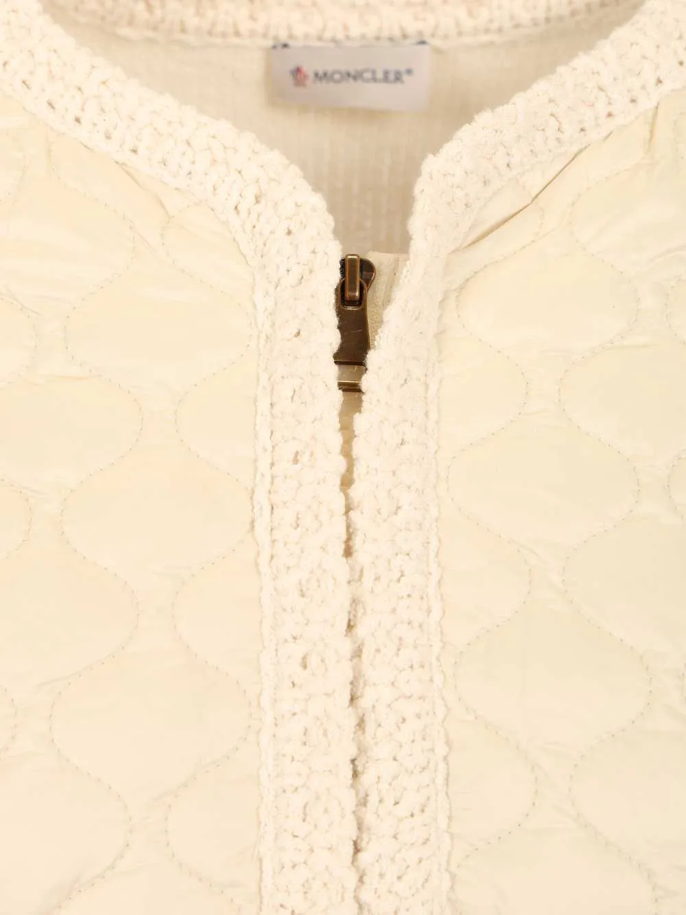 Padded Cardigan With Zip And Geometric Quilting Knitwear White sold by Wanan Luxury product image thumbnail 5