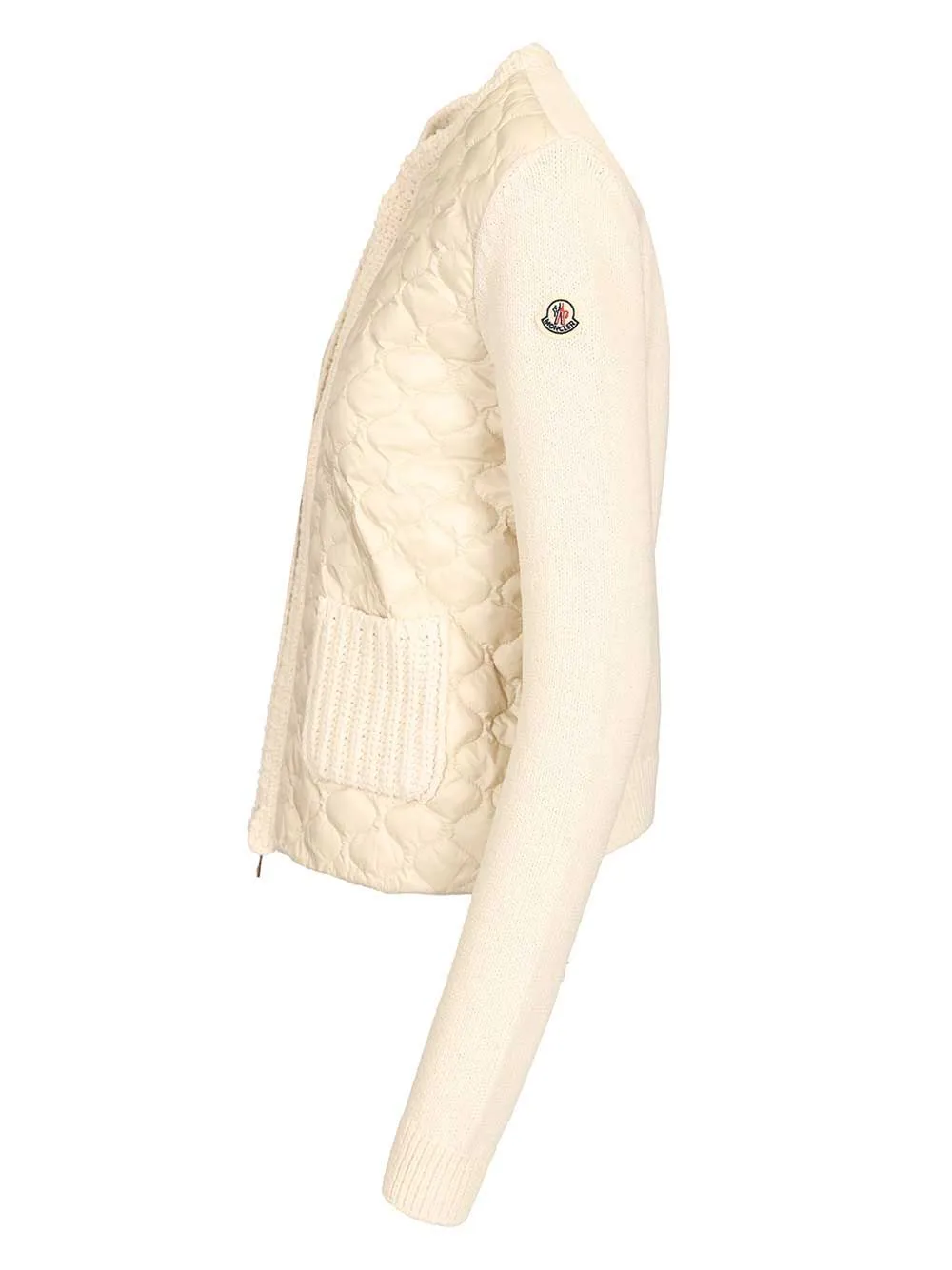 Padded Cardigan With Zip And Geometric Quilting Knitwear White sold by Wanan Luxury product image thumbnail 3