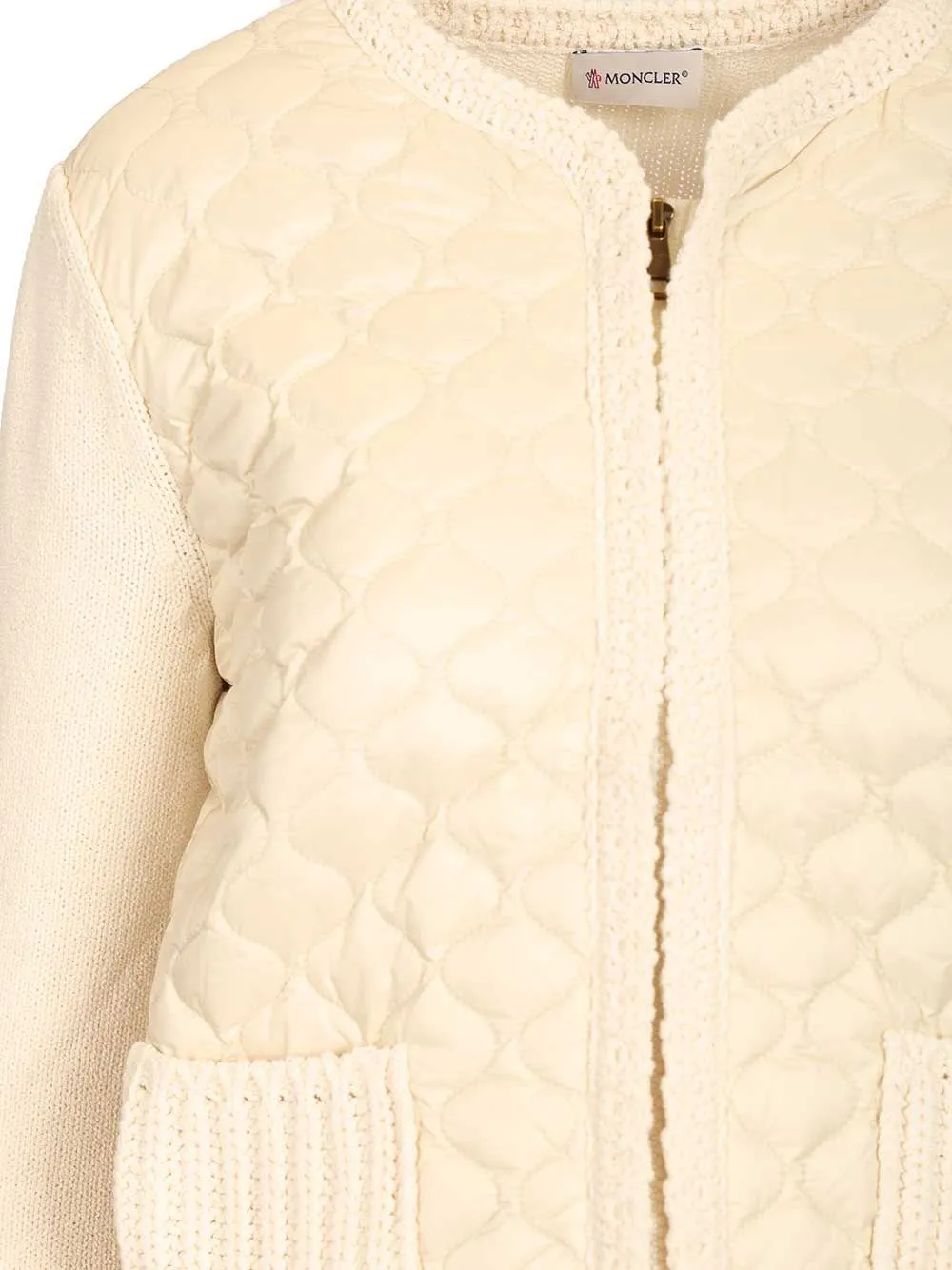 Padded Cardigan With Zip And Geometric Quilting Knitwear White sold by Wanan Luxury product image thumbnail 4