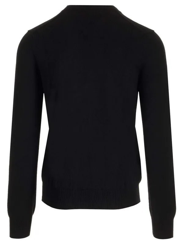 V-Neck Wool Sweater Knitwear Black sold by Wanan Luxury