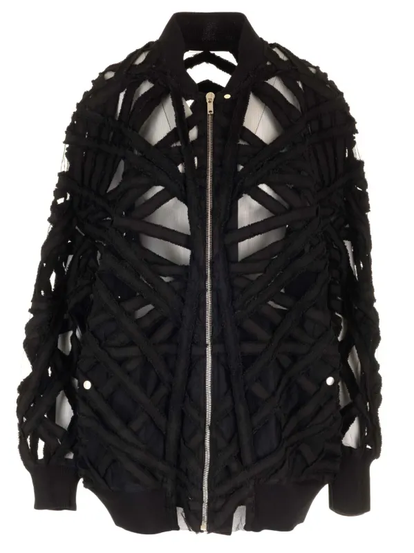 Cropped Jacket In Denim And Tulle Jackets Black sold by Wanan Luxury