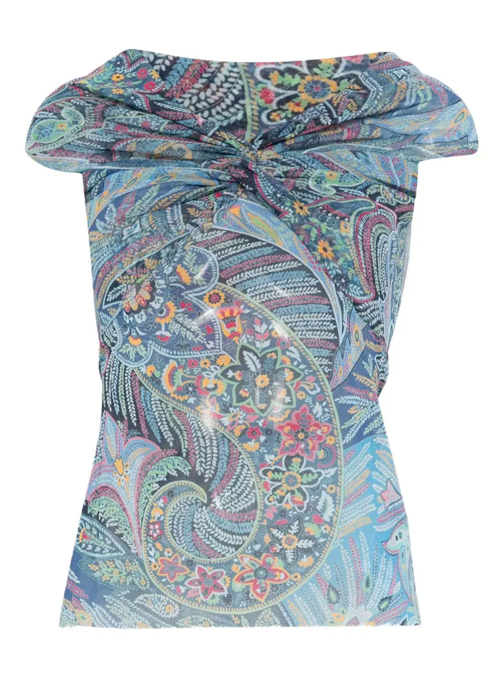 Semi-Sheer Straight Neck Patterned Top sold by Wanan Luxury