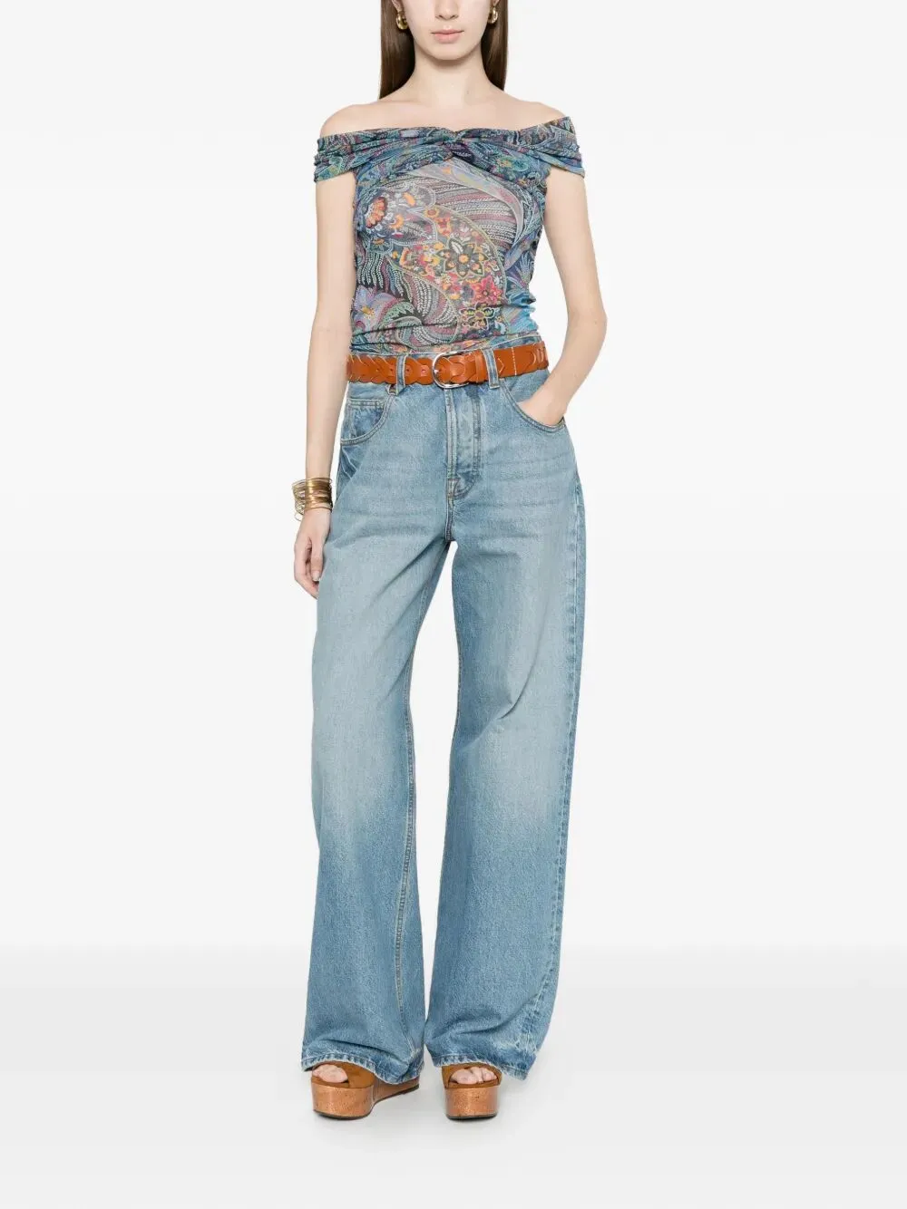 Semi-Sheer Straight Neck Patterned Top sold by Wanan Luxury product image thumbnail 2