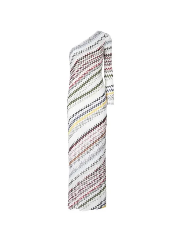 One-Shoulder Long Dress With Herringbone Pattern made by Missoni
