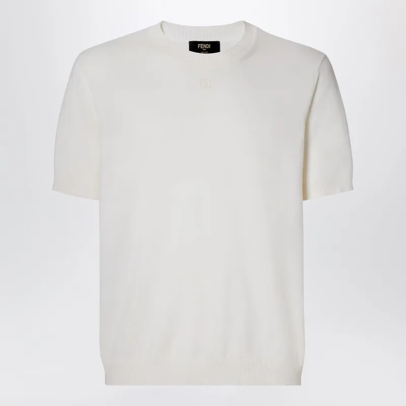 White Cotton And Cashmere Jumper made by Fendi
