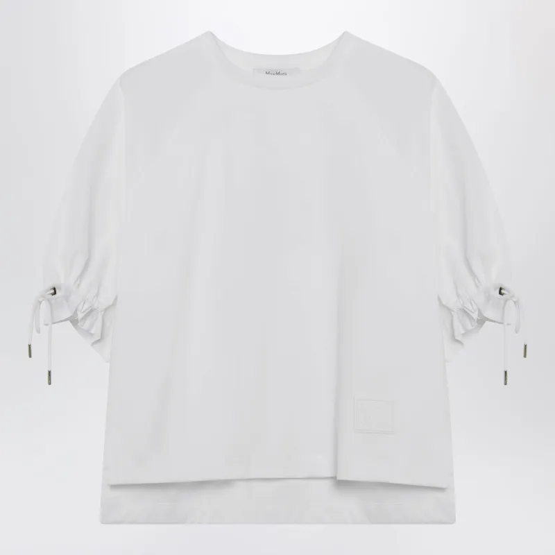 Optical White Cotton-Blend Jersey Top sold by Wanan Luxury
