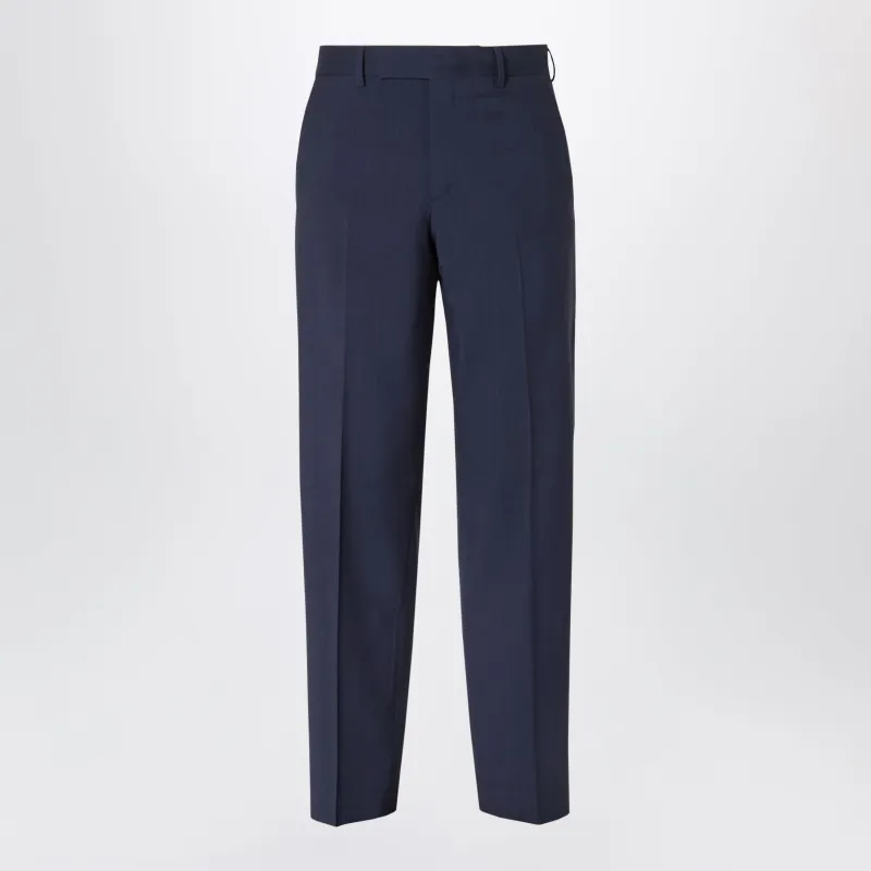 Dark Blue Wool Canvas Trousers made by Fendi