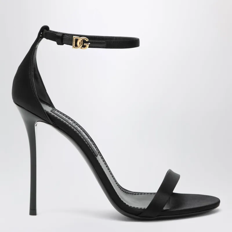 Keira Sandal In Black Satin made by Dolce & Gabanna