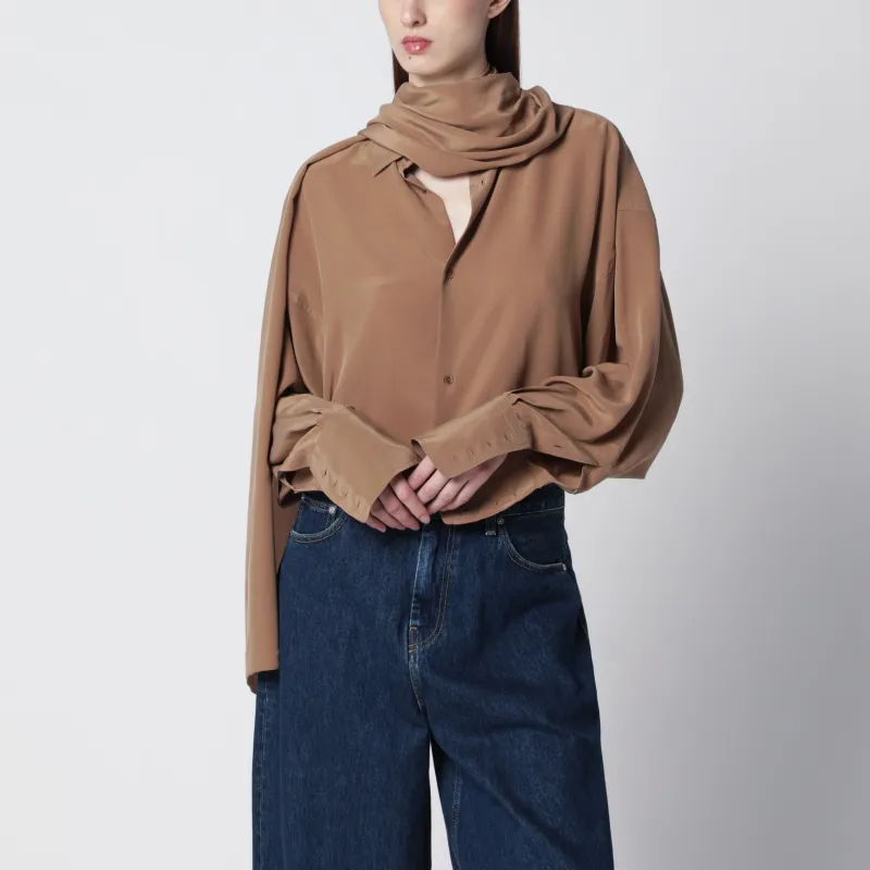 Oversized Georgia Silk Shirt In Tobacco Color made by DARKPARK