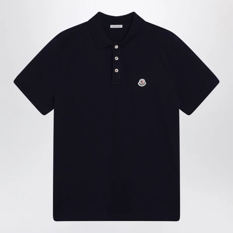 Navy Cotton Polo Shirt With Logo Patch sold by Wanan Luxury