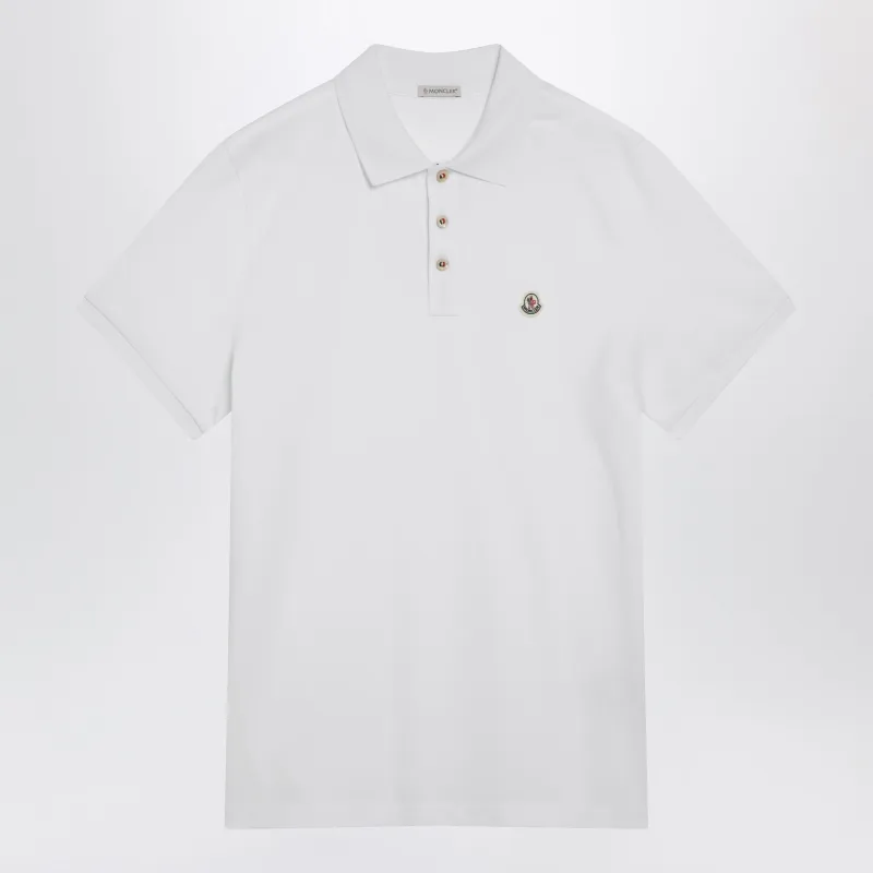 White Cotton Polo Shirt With Logo Patch sold by Wanan Luxury