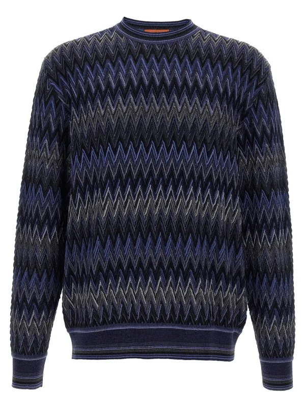 Zigzag Pattern Sweater Sweaters And Cardigans Blue made by Missoni