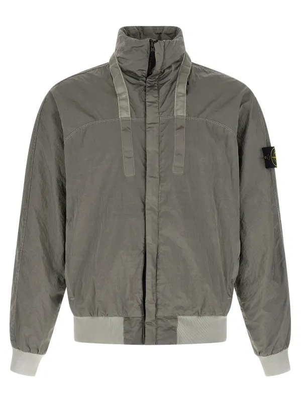 Bomber Nylon Metal Watro Puffer Jackets Gray made by Stone Island