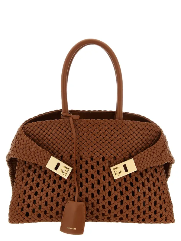 Hug Th S Hand Bags Brown made by Salvatore Ferragamo