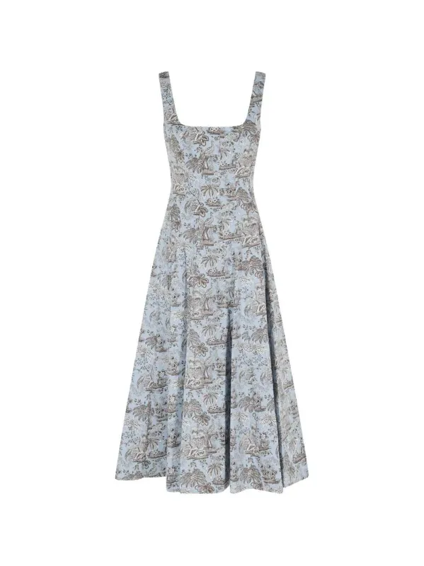 Wells Square-Neck Midi Dress made by STAUD