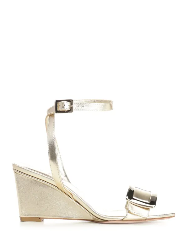 Belle Vivier Wedge Sandals Gold made by Roger Vivier