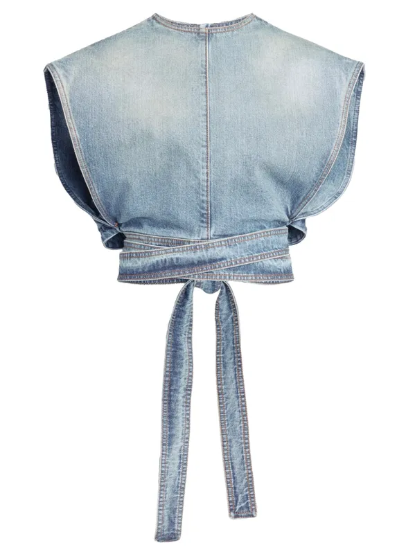 Denim Belted Top made by Alaia