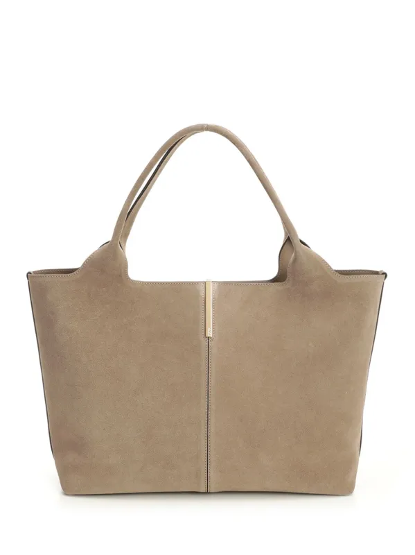 Suede Shopping Bag Handbags Beige made by Tod's