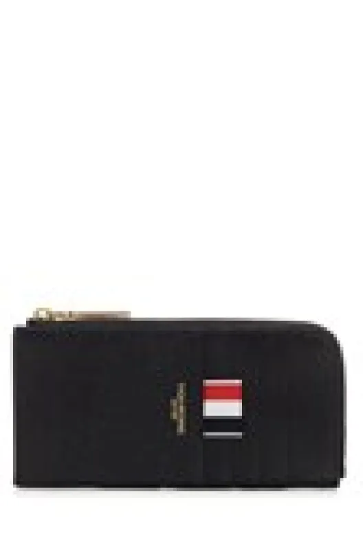 Black Grained Leather Zipped Wallet Wallets Black made by Thom Browne