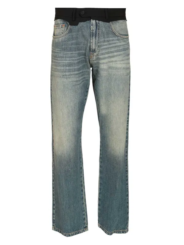 With Blue Waistband Jeans Blue sold by Wanan Luxury