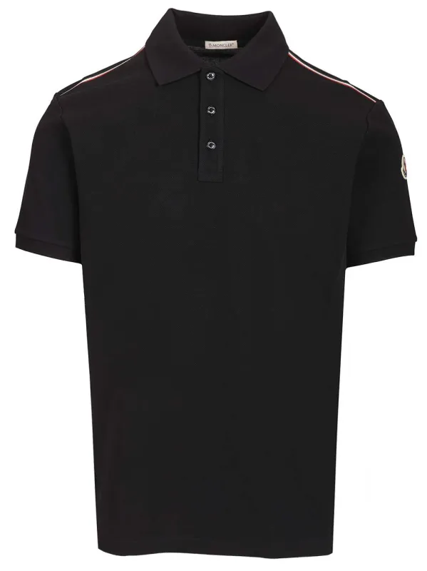 Cotton Pique With Tricolour Trim Polo Shirt Blue made by Moncler