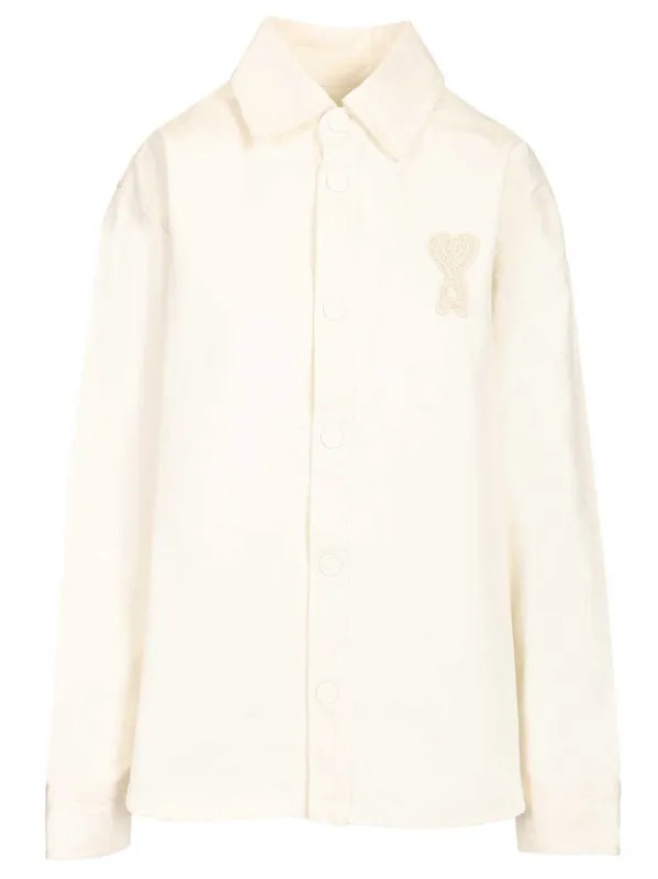 Overshirt With Knitted Ami De Coeur Shirts White made by Ami