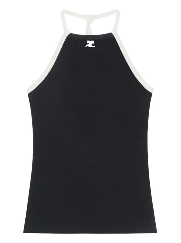 Contrast Tie-Back Tank Top made by Courreges
