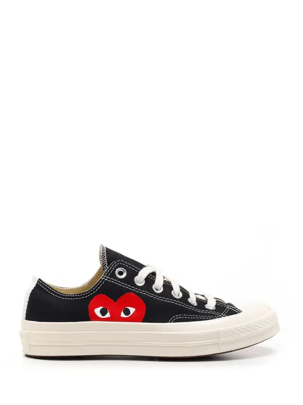 Chuck Taylor All Star Black Low-Top Converse With Red Heart Sneakers Black made by Comme des Garcons PLAY