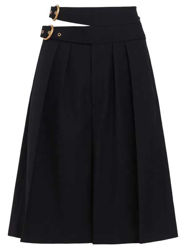 Double Belt Wool Bermudas made by Chloe