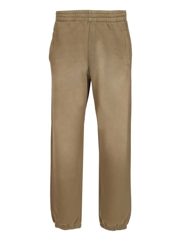 Journey Unisex Jogging Dyed Cotton Fleece Bleaching Effect With Embroidery Trousers Brown made by Golden Goose