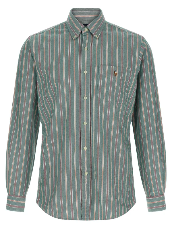 Button-Down Striped Shirt Shirt And Blouse Green sold by Wanan Luxury