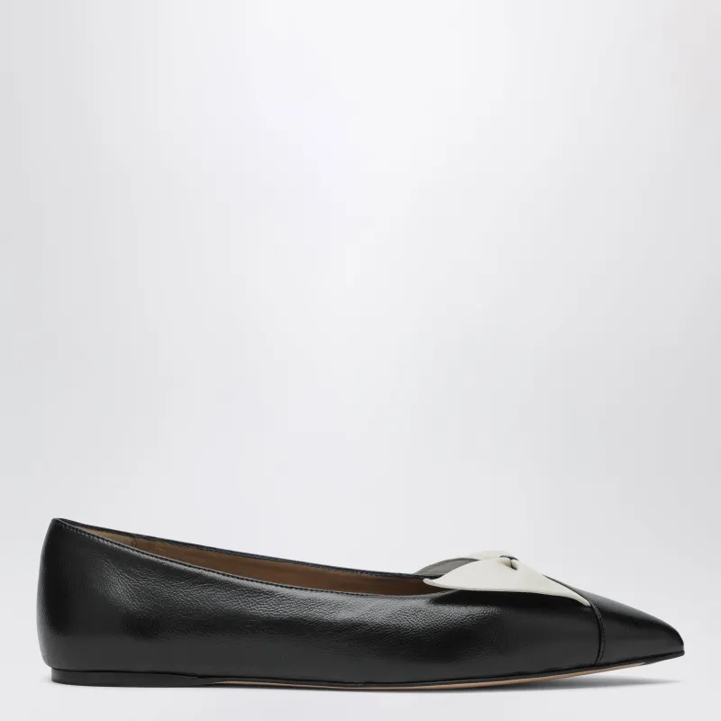 Soft Bow Ballerina Flats Black/Mascarpone made by Salvatore Ferragamo